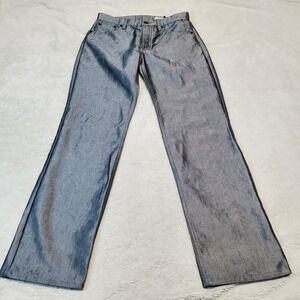 Rag & Bone Shine Metallic Mid Rise Straight Leg Festival Party Gatsby Jeans 23‎